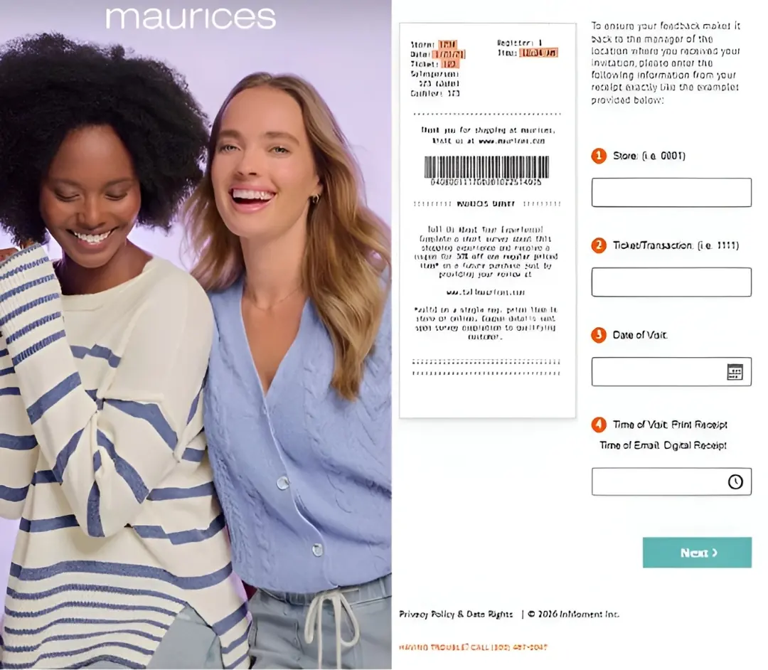 TellMaurices.com – maurices Survey Steps, Receipt Details & Reward Check
